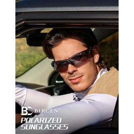 BIRCEN Mens Polarized Sunglasses for Sports: TR90 Lightweight Sun Glasses Wrap Around Shades for Fishing Driving Cycling