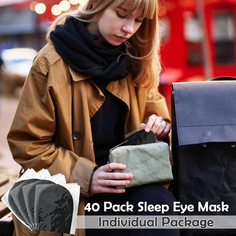 40 Pack Sleep Eye Mask for Men Women Kids, Individual