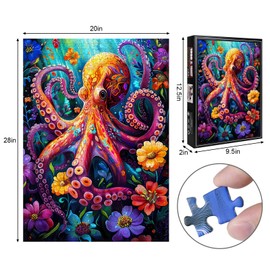 1000 Piece Octopus Puzzle for Adults - Deep Sea Octopus Jigsaw Puzzle, Intricate Underwater Art, Adult Challenge, Includes Poster & Storage Box
