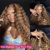 MXTQO Honey Blonde Deep Wave Lace Front Wigs Human Hair