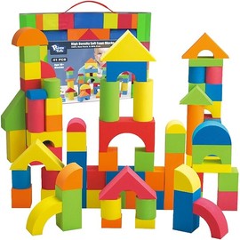 Foam Building Blocks for Toddlers 2-4, 41 Pieces EVA Soft Stacking Blocks, Baby Bath Foam Toy Set, Early Learning Construction Toys & Gifts for Kids, Boys & Girls 18+ Months