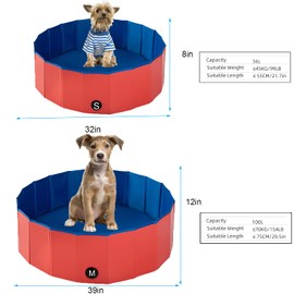 ITidyHome Foldable Pet Dog Kids Swimming Pool,Plastic Anti-Slip PVC Bathing Tub Swimming Pool Durable Fiberboard Kiddie Pool