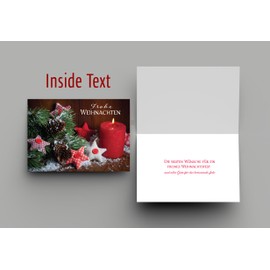 Burg Street Creations German Christmas Card - Frohe Weihnachten (Red candle & decorations)