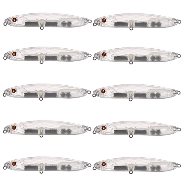FREE FISHER Unpainted Fishing Lures, 20pcs Clear Crankbait Blanks Bodies, Blank Pencil Baits, Assorted Hard Plastic Square Crankbait Blank Lure Baits 110mm/13.5g