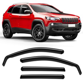 in-Channel Rain Guards Fit for Jeep Cherokee 2014-2023 Black Extra Durable Shatterproof Side Window Deflectors, Window Visors, Wind Deflectors - 4 PCS