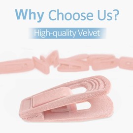 TOFIIGREM Light Pink Velvet Hanger Clips (60-Pack), Non-Slip Strong Velvet Hanger Clip for Velvet Hangers, Pants Skirt Felt Hanger Velvet Clips Fit for Thin Velvet Clothes Suit Hangers