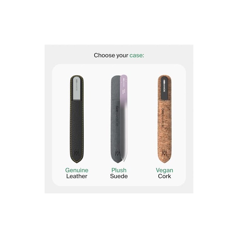 GERMANIKURE Czech Crystal Glass Nail File 3 Pack in Suede
