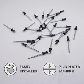 (Pack of 20) Painted Blind Rivets 5/32" x 13/32" (4.0 x 10 mm), DIN 7337, Dome Head, Aluminum Rivet and Steel Mandrel, Pop Rivets, Grey Brown RAL 8019