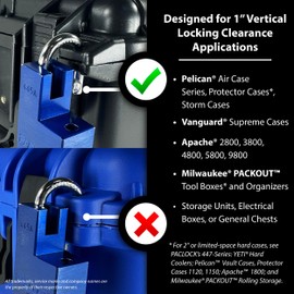 PACLOCK‘s UCS-445A, Shrouded Single Post Padlock for Pelican®, Milwaukee® PACKOUTS™, and Hard Cases, Hidden Shackle Prevents Cutting Attempt, Black, 2 Keys, Keyed Different