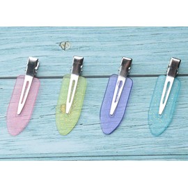 Sowaka 4 Pcs No Bend Hair Clips Multi Color Plastic Metal No Crease Hair Clips for Women Girls Makeup Exercise Sleeping Hair Styling Application (Clear)