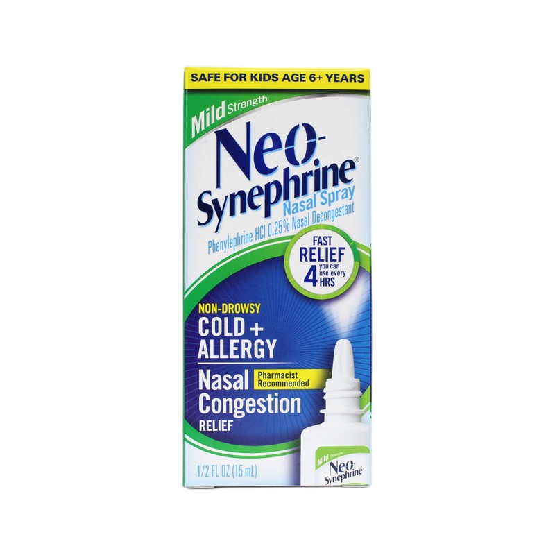 Neo-Synephrine Nasal Spray, Mild Formula, .5-Ounce Bottles (Pack of 4)