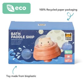 Tiger Tribe: Paddle Ship Space Piggy - Bath & Water Play Toy, Pull String Action Floating Animal, Interactive Rotating Paddles, Kids & Toddlers 18mo+