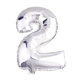Glanzzeit 16 Inch Silver Foil Balloons Letters A to Z Numbers 0 to 9 Baby Shower Birthday Party Wedding Decor (Number 2)