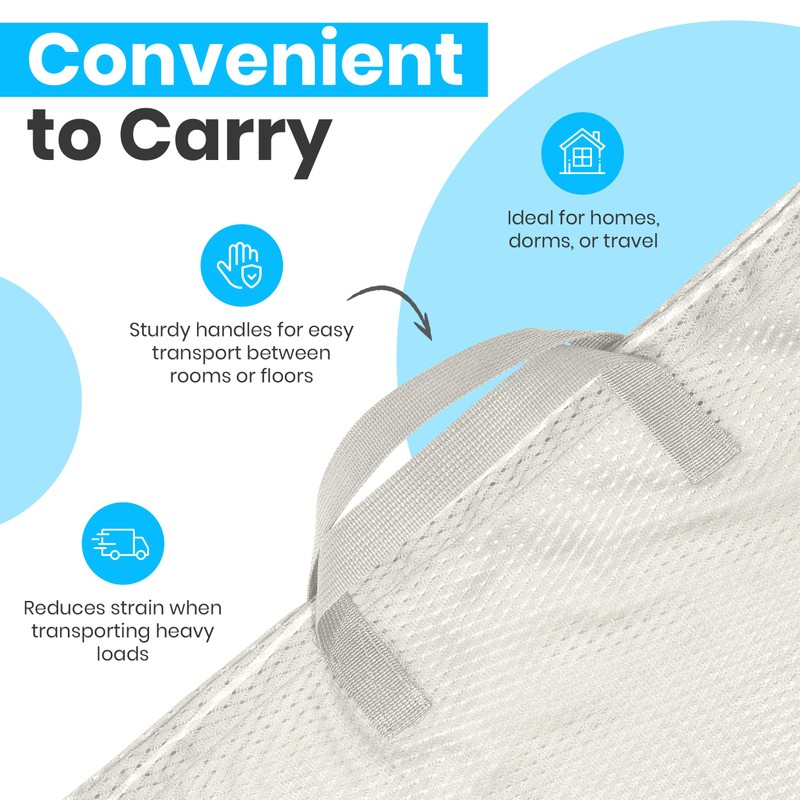 Large Mesh Laundry Bag - Carry Handles, Secure Drawstring Closure,