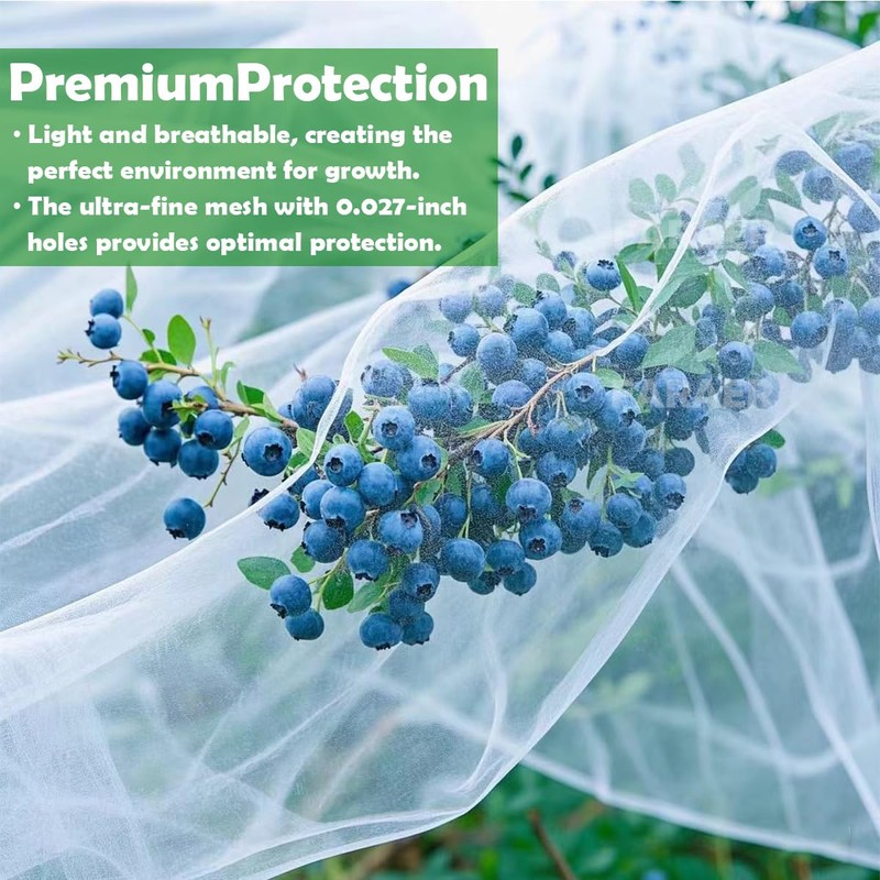 Garden Pest Barrier Netting, 4Pack Reusable Plant Covers with Drawstring,