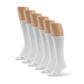 No Nonsense Women's ExpanTech Recycled Polyester Crew Sock, White - 6 Pair Pack, 4-10