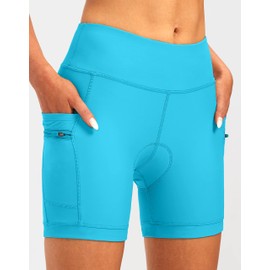 Pantalones cortos acolchados para mujer 4D de 5 a 7 pulgadas, para equitación, ciclismo, ciclismo, carretera, ciclismo, ciclismo, ciclismo de carretera, bolsillos con cierre