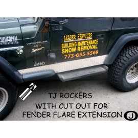 J & O Carts Parts Fits Jeep Wrangler TJ Alum Diamond Plate Side Rocker Panel Cut Out Set With Bend