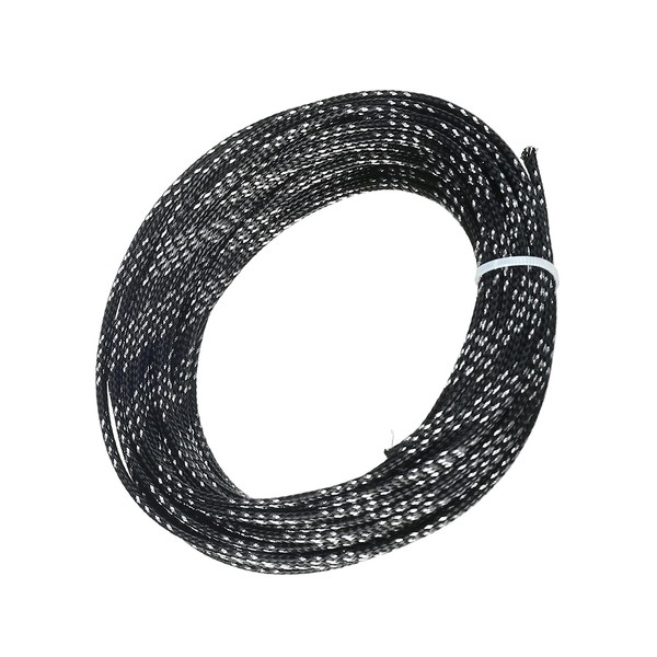 Othmro 4mm Wide 10M Length Black and Silver 1pcs Braided Sleeving Braided Tube RoHS Certified PET PET PET Polyester Braided Sleeve for Cable Sheath
