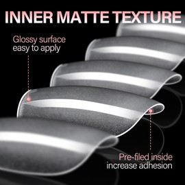 AILLSA Medium Coffin Nail Tips - Pre-shaped False Nail Tips Full Cover Matte Thickened Nails Tips, Fake Nails 240pcs 15 Sizes for DIY