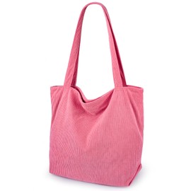 Iioscre Corduroy Tote Bag for Women,Tote Bag with Zipper,Large Capacity Casual Shoulder Handbags with Inner Pockets