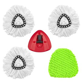 5 Pack Spin Mop Replacement Heads for Vileda 1 Tank System, Mop Heads Replacements with Mop Base Replacement Kit,Triangle Spin Reusable Mop Heads for vileda Hard-surfaced Floor