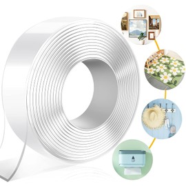 MIMEIMIAI Doppelseitiges Klebeband Extra Stark, 5M Klebeband Doppelseitig Transparent Klebepads Abwaschbar Abl?sbar Klebestreifen Doppelseitig Spurlos Starker fr Teppiche Fotoecken ohnl N?gel