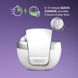 Mixx StreamBuds Solo 1 True Wireless Earbuds, Bluetooth Wireless Earphones, Up to 18 Hours Playtime, Touch Controls, Siri & Google Assistant Compatible (white)