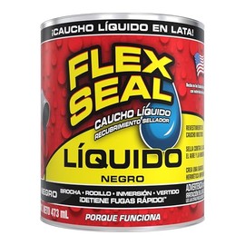 Flex Seal Líquido – Recubrimiento Sellador de Caucho Súper Espeso y Flexible para Fugas de Agua y Aire, Pinta, Sumerge, o Vierte, Crea un Sello Hermético Impermeable en Interiores y Exteriores, Negro, 0.473 L (16 oz)