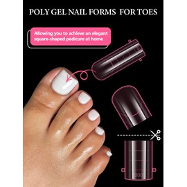 EBANKU 150 Pieces Polygel Tips Nail Shapes, Reusable Dual Tips Nails for Nail Extension, Pink Long Acrylic Coffin Nail Extension Tips, Nail Tips Shape, 15 Sizes (Square)