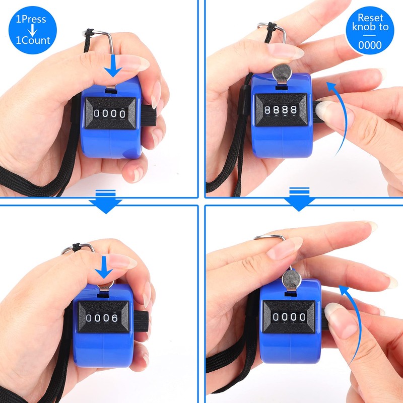 FEBSNOW 2 Pack Hand Tally Counter 4 Digital Click Counter