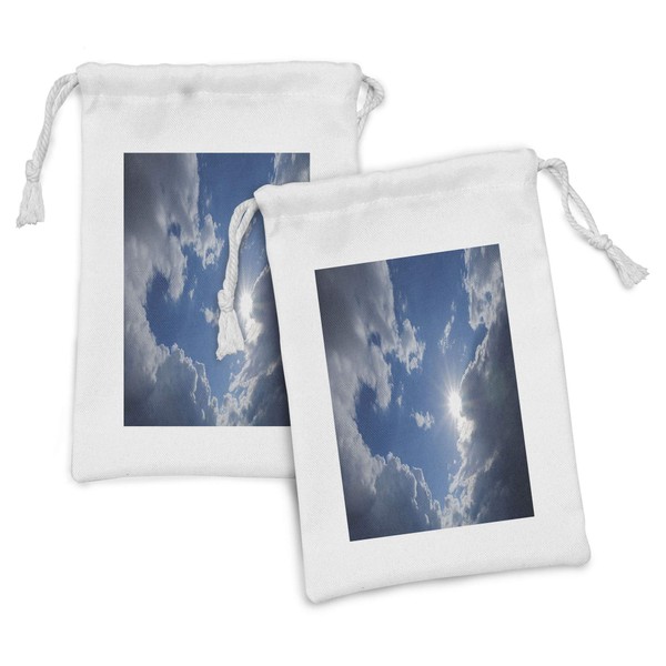 Ambesonne Landscape Fabric Pouch Set of 2, Clear Weather Vivid