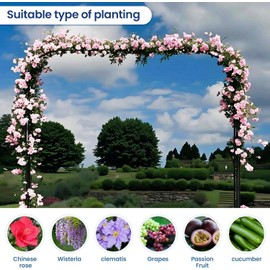 Garden Arch Arbor Trellis, 126" L x 94.5" H, Metal Archway for Climbing Plants Outdoor, Wide Sturdy Garden Arch for Lawn, Party, Ceremony Wedding Decoration