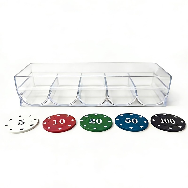 LazTeaSut 2-Pack Clear Acrylic Poker Chip Rack with Lid, 100-Chip