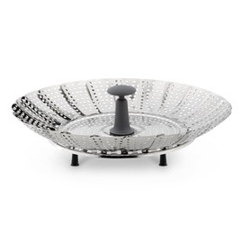 Navaris Steamer Insert with Extendable Handle - Steamer for Pot Cooking Pot - Pot Insert Steam Insert Made of Stainless Steel for Vegetables - Foldable