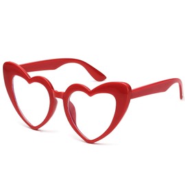 LIKSMU Blue Light Blocking Glasses for Women Men Heart Glasses Computer TV Phone Screen Filter Anti Glare Fatigue Eyestrain Lovely Heart Shaped Eyeglasses Red