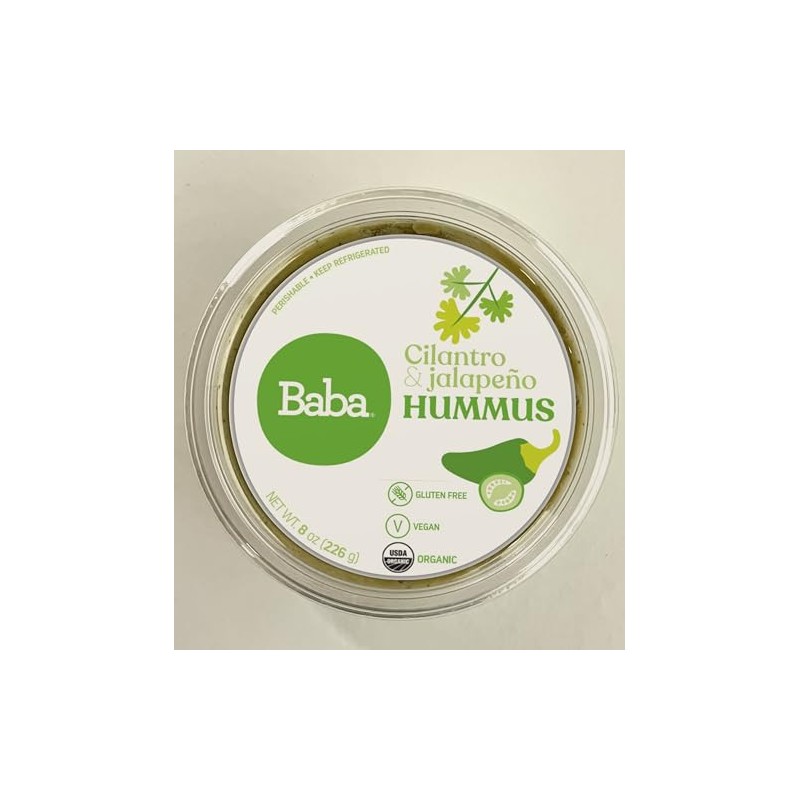 Baba Organic Hummus (8 oz) - USDA Organic, Gluten Free,