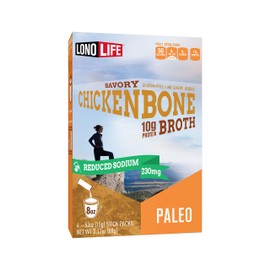 LonoLife - Reduced Sodium Chicken Bone Broth Sticks - 10g Collagen Protein - Gluten-Free - Keto & Paleo Friendly - Portable Individual Packets - 24 count