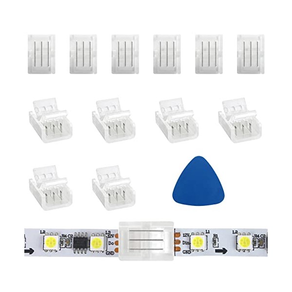 VIPMOON 12Pcs 3Pin LED Light Strip Connectors Strip to Wire