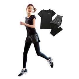 LUSEEQ Women's Sportswear Set, Yoga Wear, Top and Bottom Set, Running Wear, Black