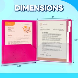 Darice 2 Pack 10 Pocket Folder - Double-Sided Multi Pocket Folder - Letter Size Paper Organizer for Office School - Pink & Blue