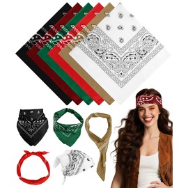 MEEZY 6 Pcs Polyester Bandanas for Women Men, Paisley Pattern Bandana Head Scarf Handkerchiefs Outdoor Multi-Purpose Cowboy Face Mask Square Scarf Headwear for Boy Girls