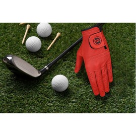 Pack of 3 Cabretta Leather Men's Golf Gloves – for All Weather Conditions – Soft Feel Grip, Breathable - Left/Right Handed Golfer – Vibrant Colours (Red, X-Large, To Be Worn In Left Hand)