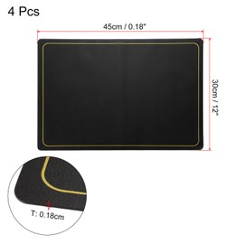uxcell 4 Pcs Faux Leather Placemats, Black Gold Line, Heat Resistant, Waterproof, Oil Proof, Rectangle Table Mats (18 x 12 inches)