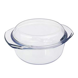 Clear Round Glass Casserole by NUTRIUPS | With Lid, Heat, Cold and Shock Proof,Oven, Freezer and Dishwasher Safe,2.5 L