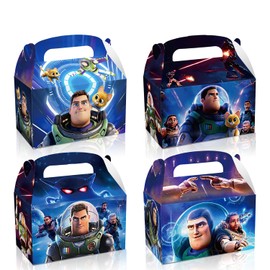 Lamden 12Pcs Buzz Light Year Birthday Party Supplies Party Treat Boxes Candy Gift Bags Party Favors for Cartoon Movie Theme Party Decorations School Classroom Rewards Prizes