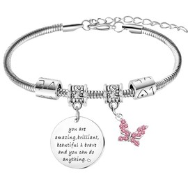 Nfyxcaz Inspirational Bracelet for Women Friend Motivational Gifts Butterfly Charm Bracelets Inspirational Jewelry for Daughter Sister Niece Friends Birthday Graduation Gifts