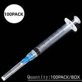 100 Pack 3ml 23Ga Lab Dispensing Syringe Tool, Industrial and Scientific Lab Consumables for Refilling, Measuring Liquids, Experiments Research