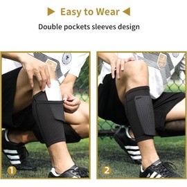 BUYUP Kids Youth Soccer Shin Guards, Shin Pads and Shin Guard Sleeves for 3-15 Years Old Boys and Girls for Football Games, EVA Cushion Protection Reduce Shocks and Injuries(M 3'10" - 4'4" Tall)