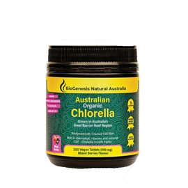 Organic Chlorella Tablets, Australian | Advanced BioDynamic Cracked Cell Wall | Chlorophyll-Rich, Vitamins, Minerals, Chlorella Growth Factor | Supports Good Health | Vegan Tablets (Mixed Berry, 300)